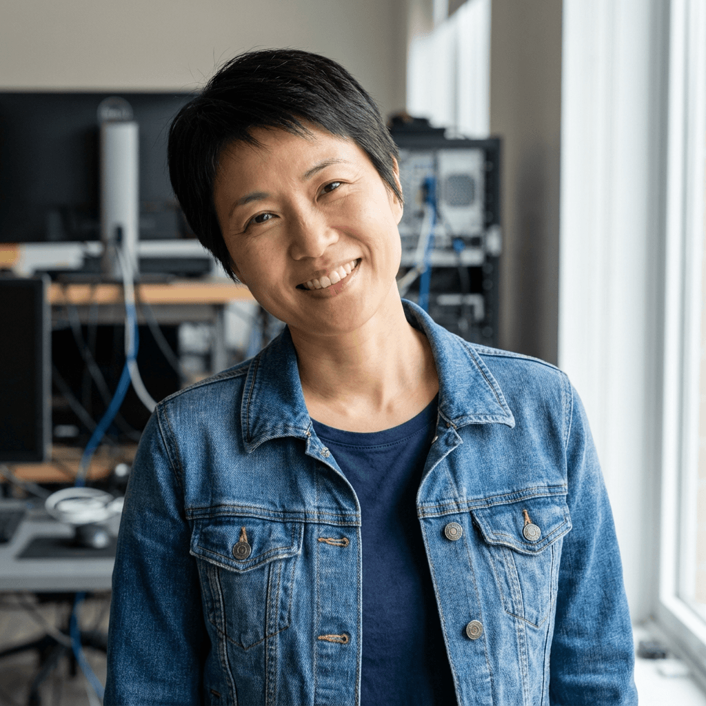 Sarah Nguyen, a female operations manager in her 30s
