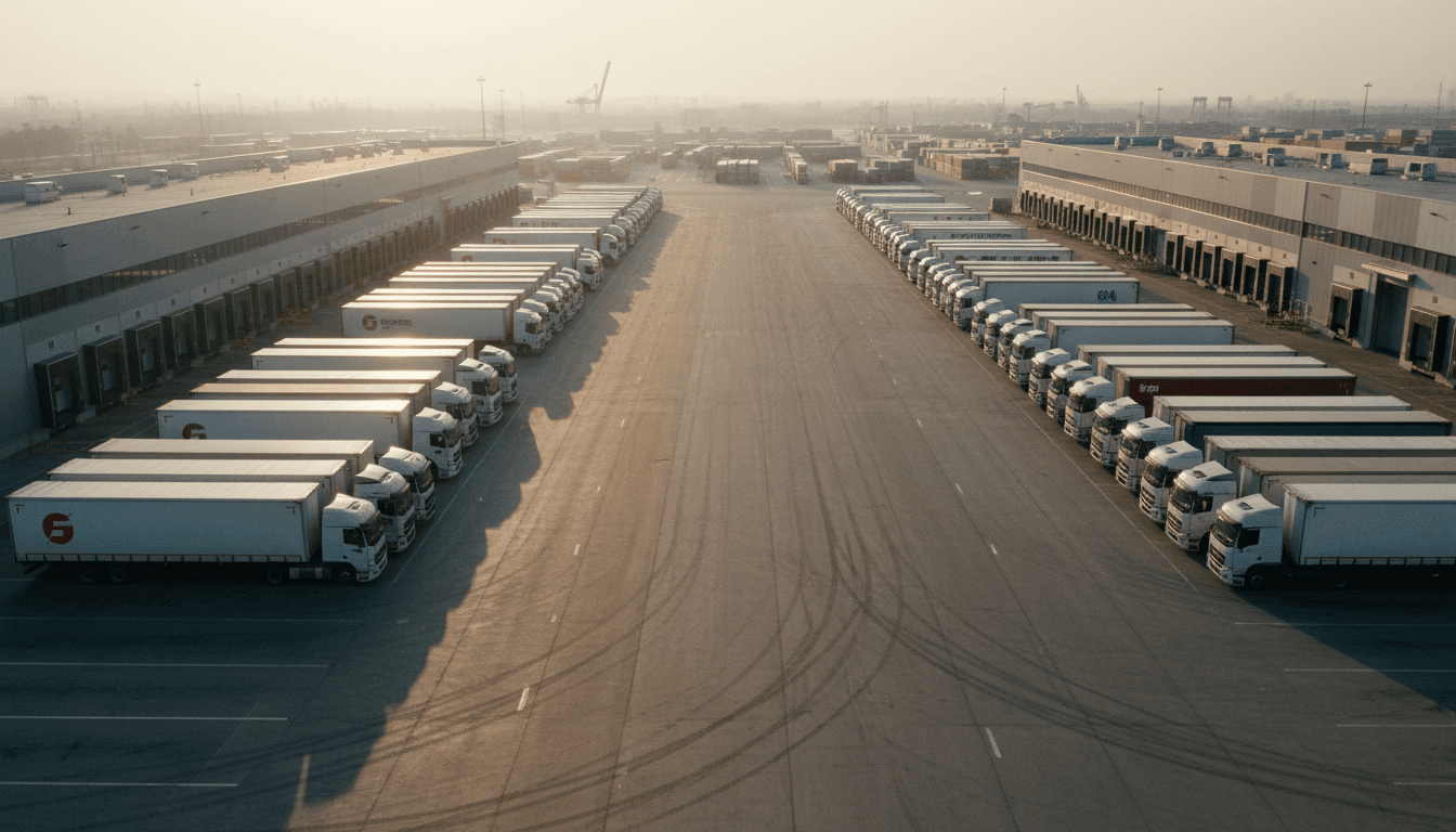 Semi truck parked in Florida logistics yard