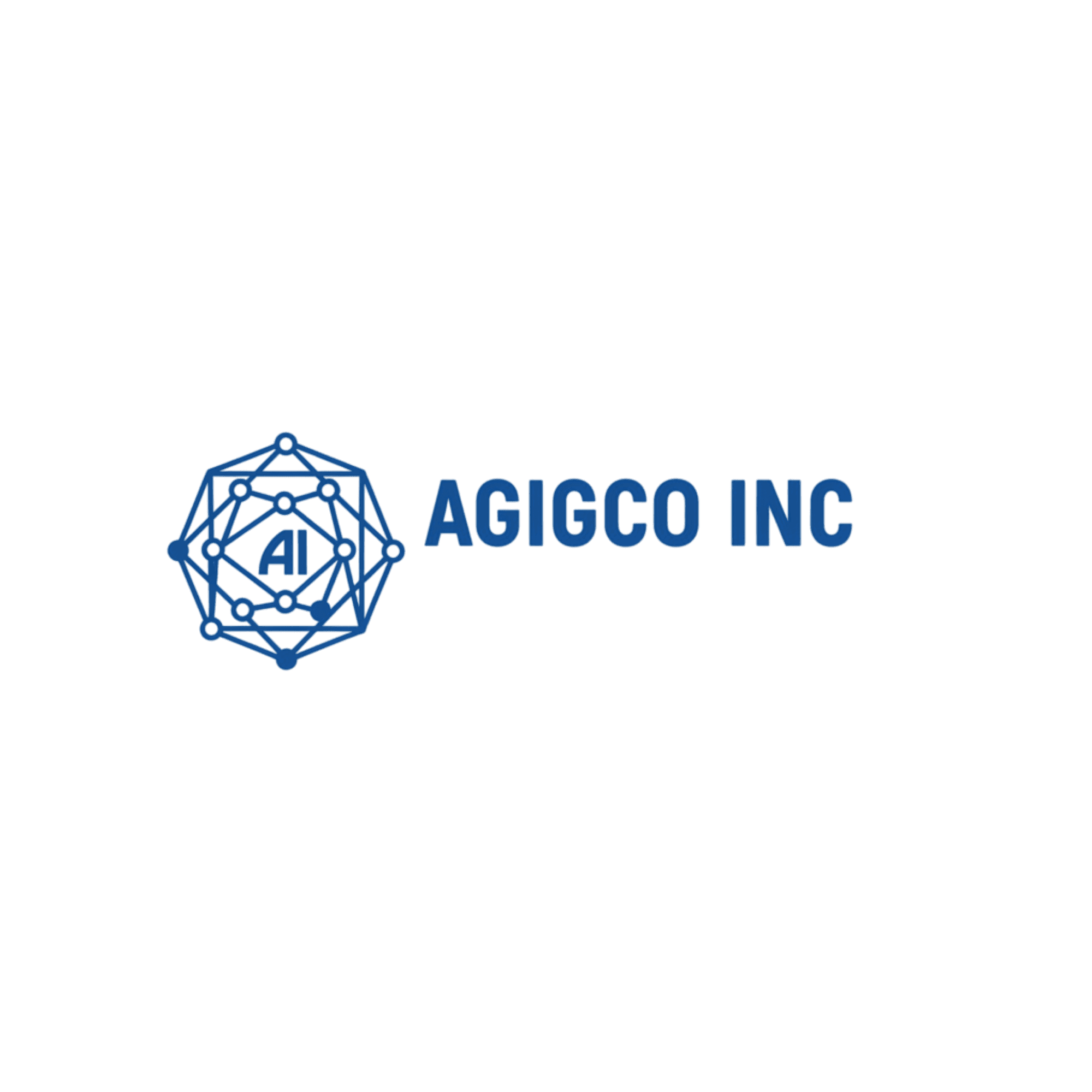 Blue AGIGCO INC logo featuring a geometric network icon with the letters AI inside.